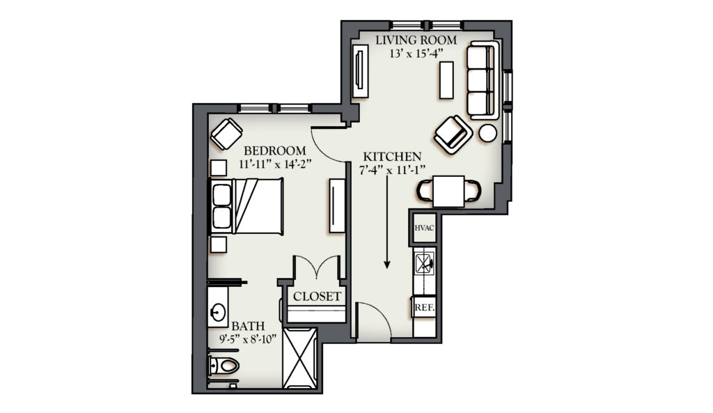 Strasburg One Bedroom Floor Plan
