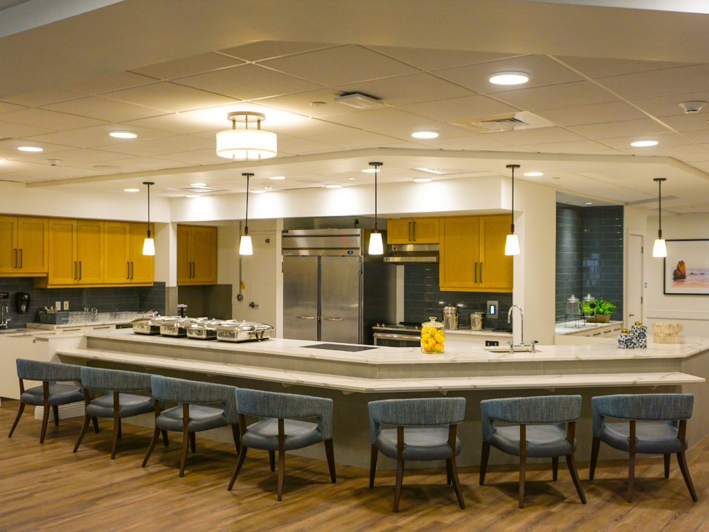 dining counter in front of kitchen at Memory Care Community in West Chester, PA. 