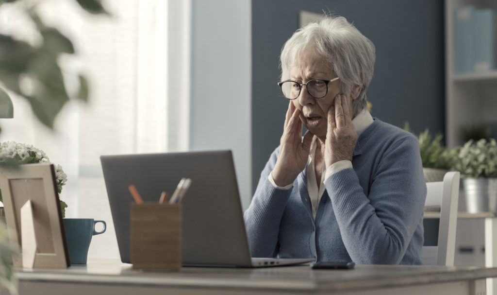 Senior woman shocked victim of internet scam